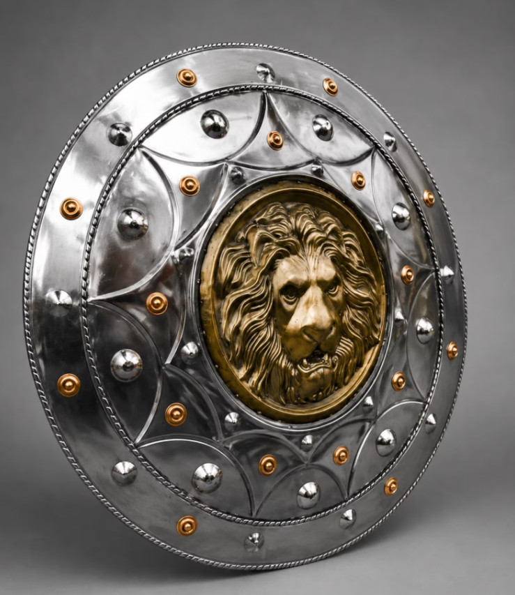 Medieval Roman Greek Lion Face Shield - Steel Knight Armor, 24