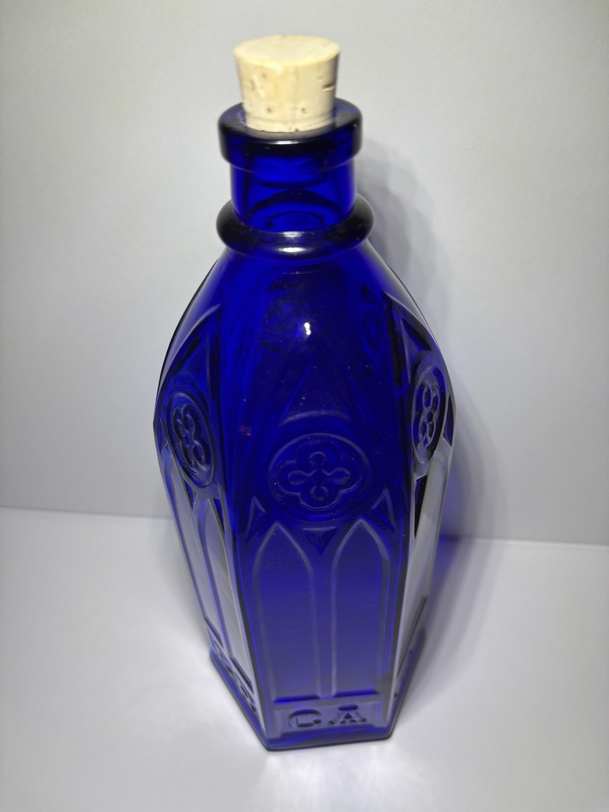 Carters Antique Cobalt Blue Cathedral Ink Bottle Perfect Condition With Cork