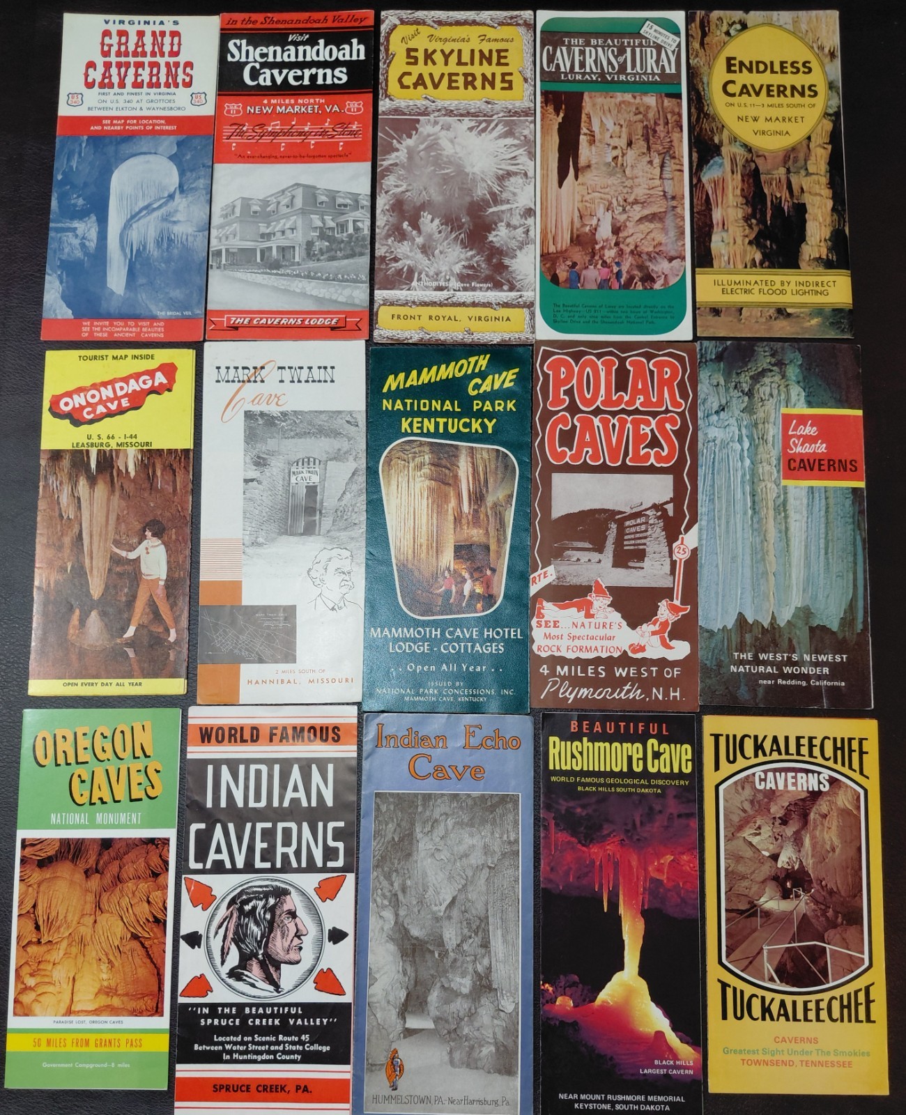 Lot of 15 Pamphlets - U.S. Caves and Caverns - 1930s-1970s - G+/VG Lot of 15 Pamphlets - U.S. Caves and Caverns - 1930s-1970s - G+/VG
