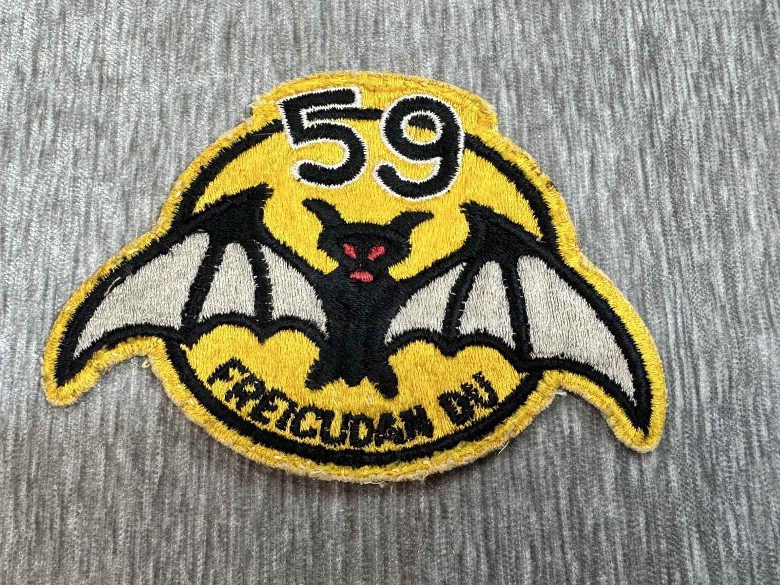 Vintage 59th Fighter Interceptor Squadron Bat Military Unit Patch Yellow Black