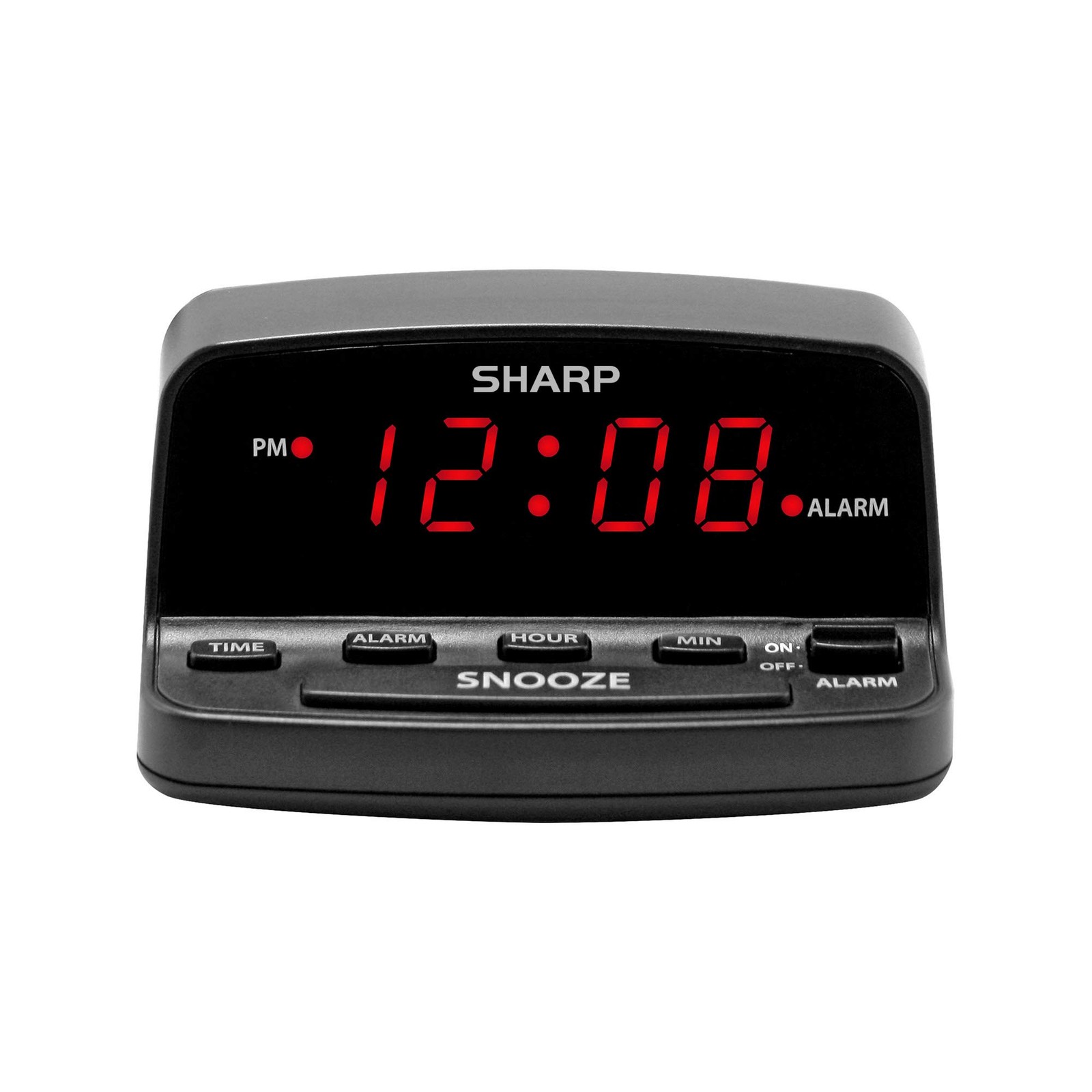 Sharp Digital Alarm Clock with Keyboard Style Controls, Battery Small, Black Sharp Digital Alarm Clock with Keyboard Style Controls, Battery Small, Black
