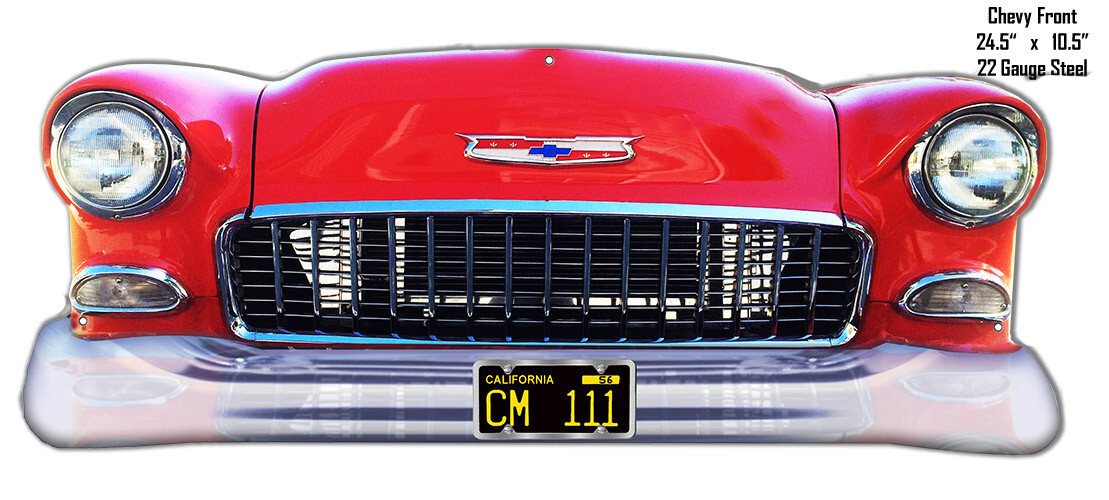 1955 RED CHEVY CAR FRONT END CUT OUT 24.5 1955 RED CHEVY CAR FRONT END CUT OUT 24.5