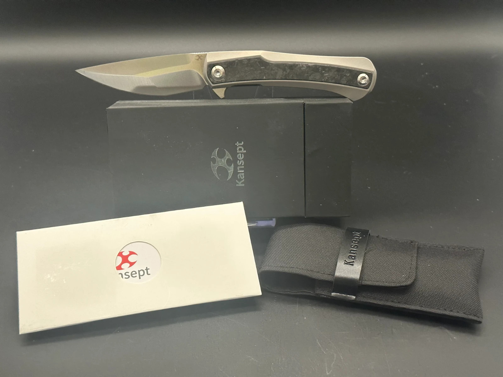 KANSEPT Kratos Ostap Hel Design Titanium Handle with Carbon Fiber Inlay KANSEPT Kratos Ostap Hel Design Titanium Handle with Carbon Fiber Inlay