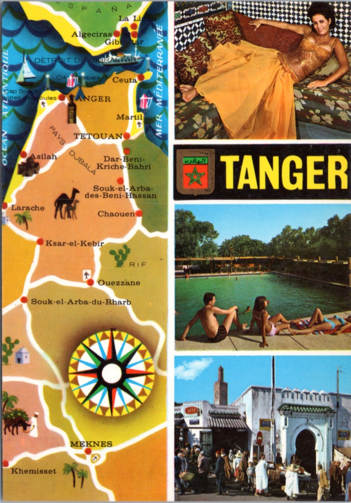 Postcard Map Morocco - Tanger souvenir map multiview