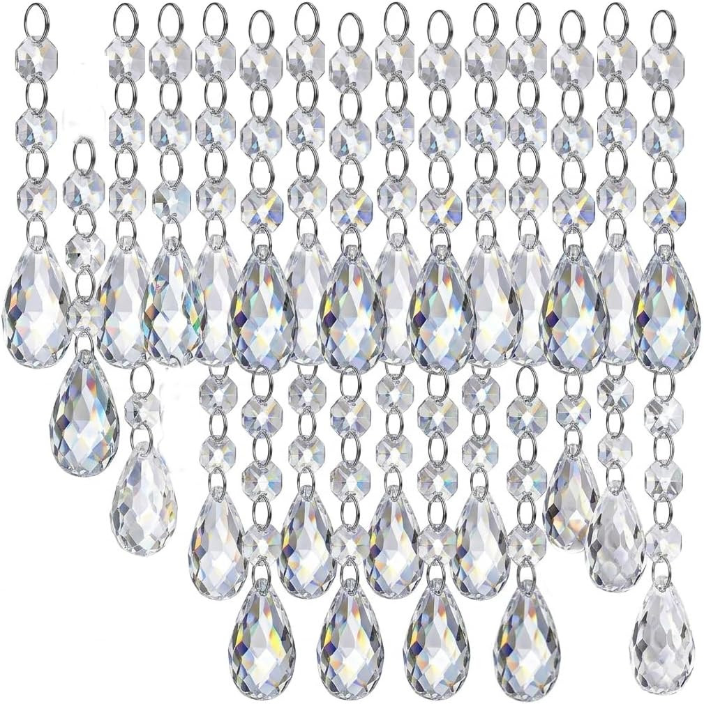 30PCS Crystal Christmas Ornaments Clear Icicle Prisms