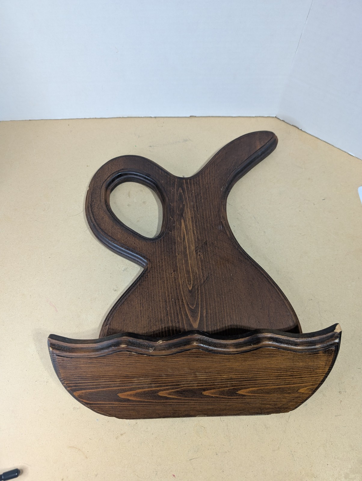 Vintage Wood Wall Pocket Pitcher Planter Hanging Rustic Cottage Core Home Decor