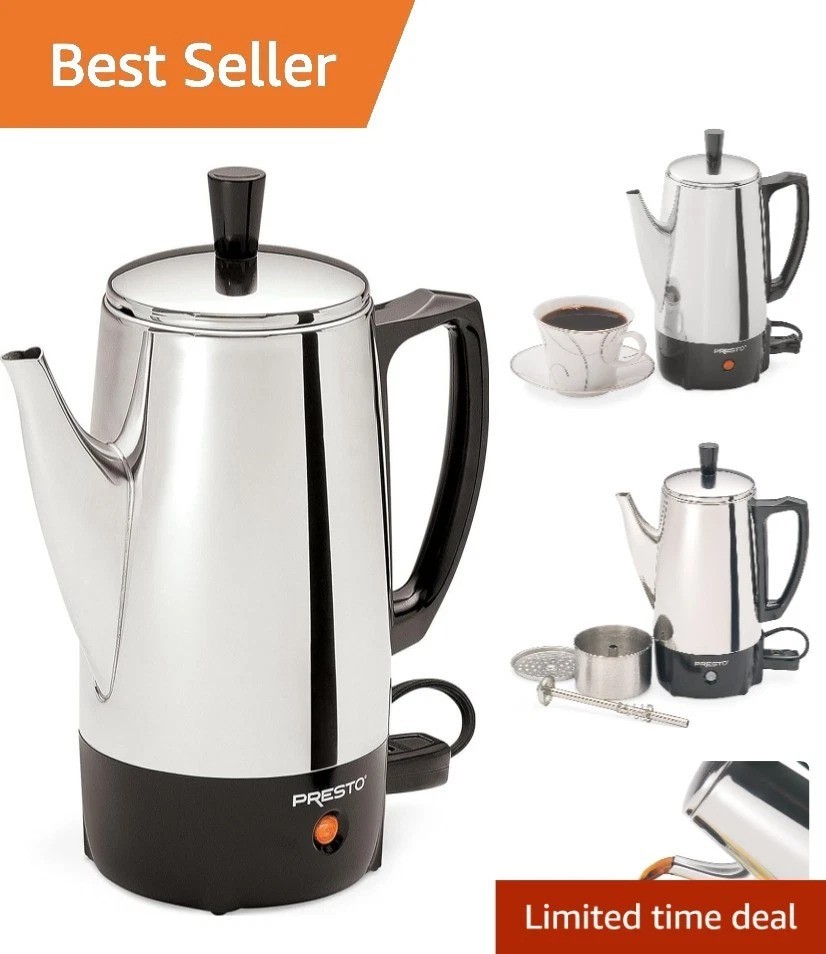 Versatile 6-Cup Stainless Steel Coffee Percolator - Easy-Clean for Daily Use
