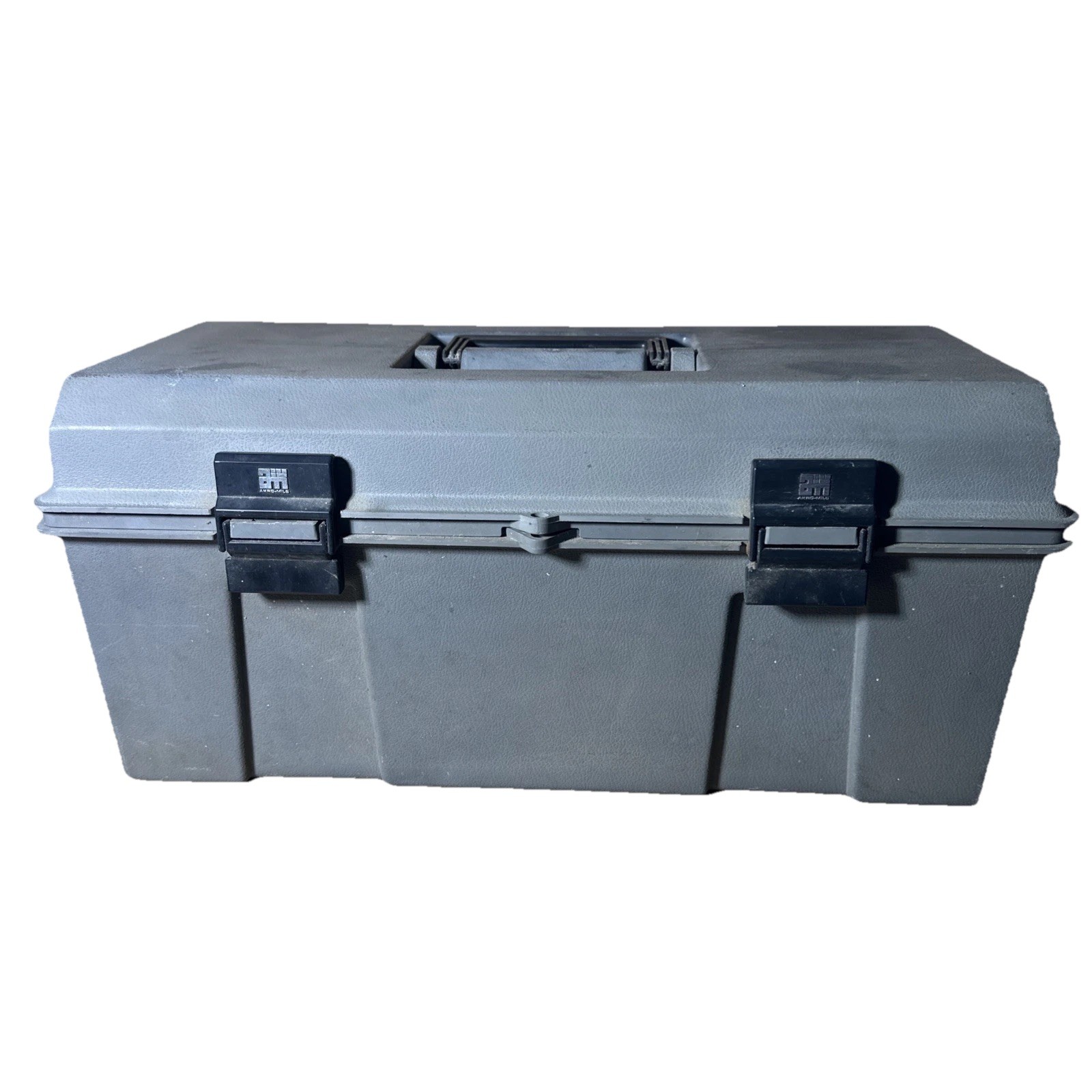 Akro Mils 19 inch Gray Tool Box with Tray Double Latch Lockable Vintage