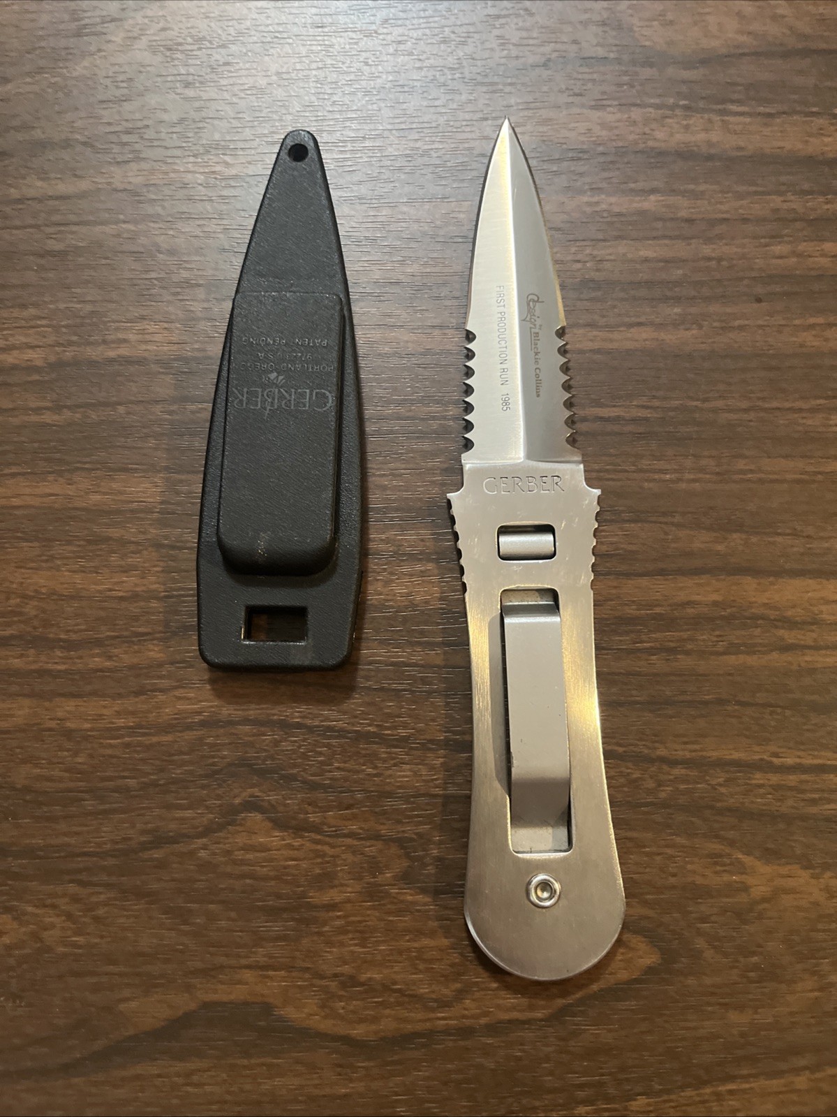 Vintage 1985 Gerber Blackie Collins Clip-Lock Knife Sheath First Production