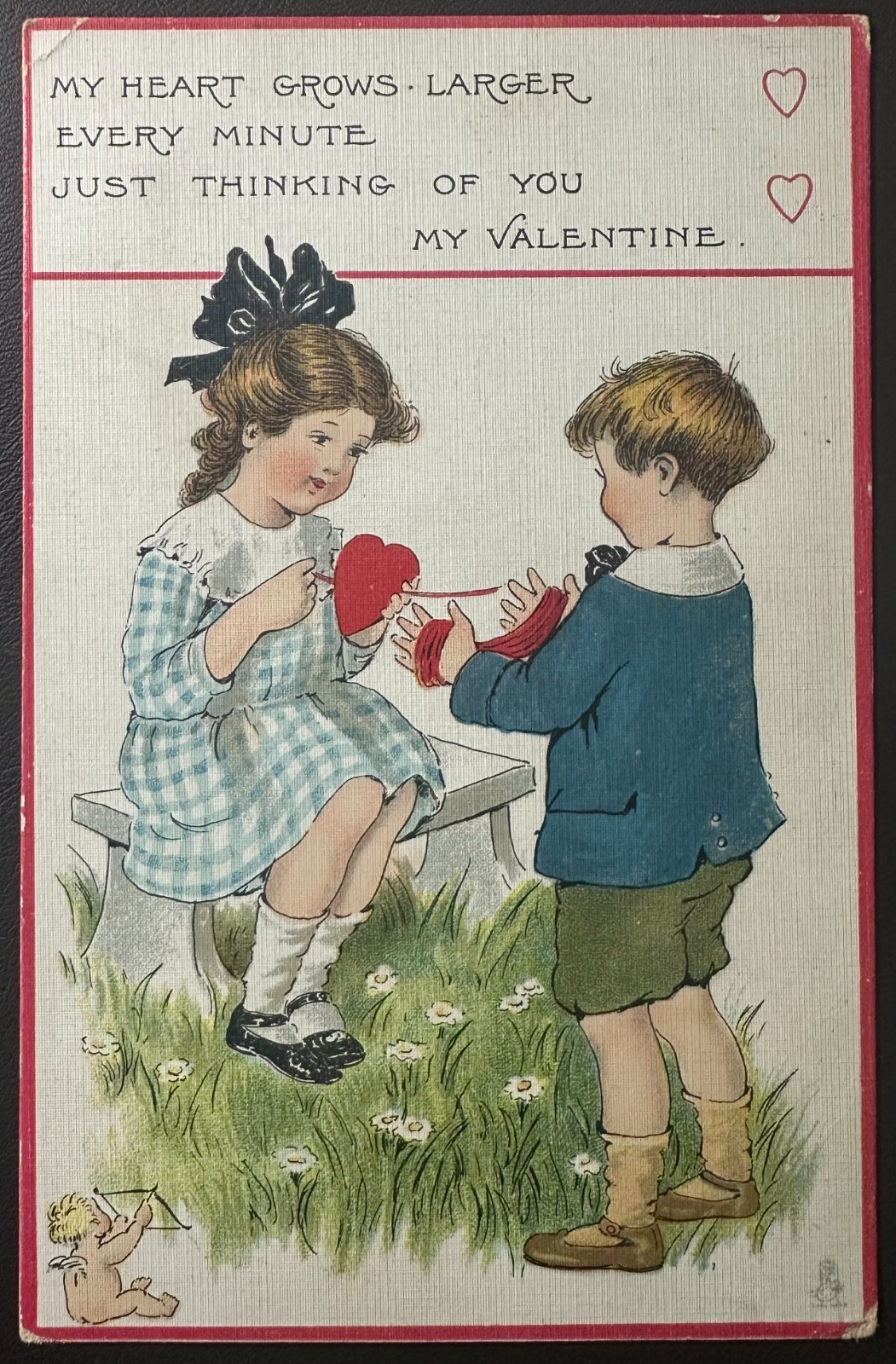 1914 Raphael Tuck Young Love Valentine Postcard #27 Cupid Children Saxony