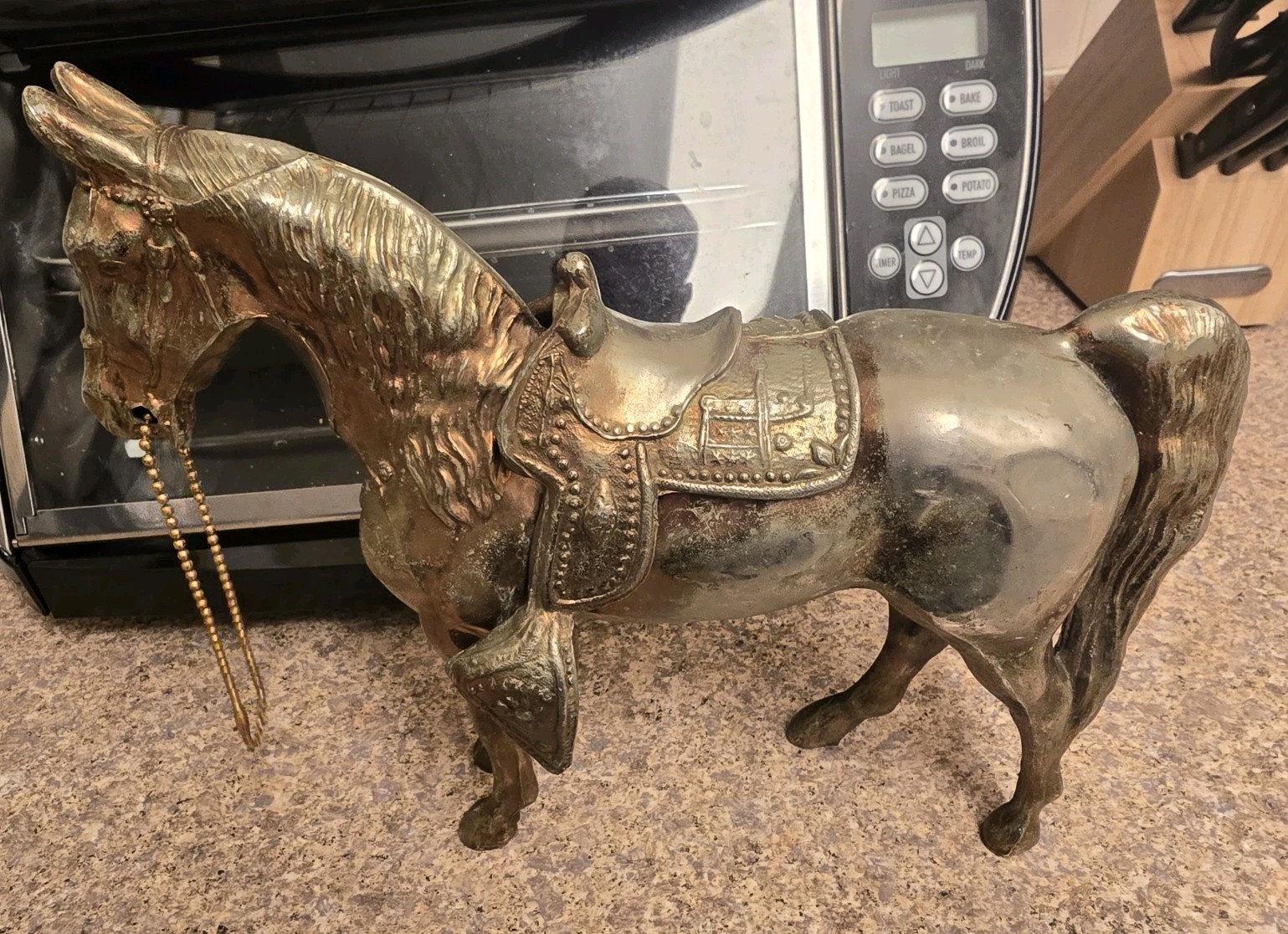 Vintage HEAVY Metal Horse Statue Removable Saddle Brass Bronze Style GORGEOUS