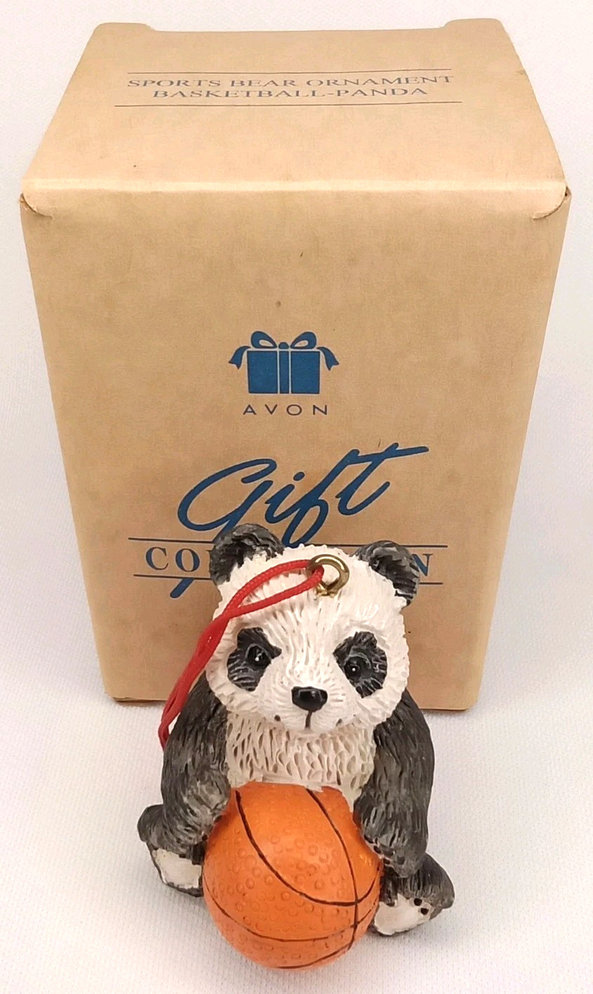 VTG 1998 Avon Basketball Panda Sports Bear Christmas Ornament With Original Box