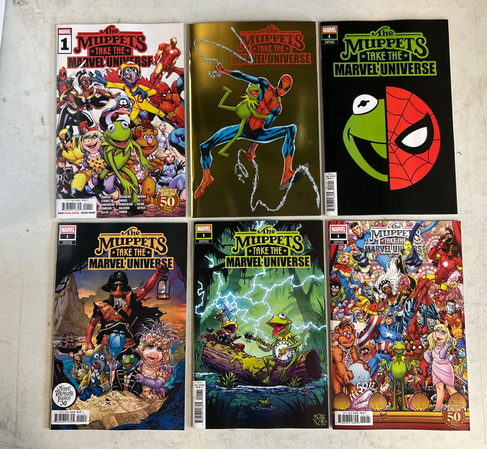 Muppets Take the Marvel Universe #1 Main + Variant 6 Cover Lot / Set 2026 Muppets Take the Marvel Universe #1 Main + Variant 6 Cover Lot / Set 2026