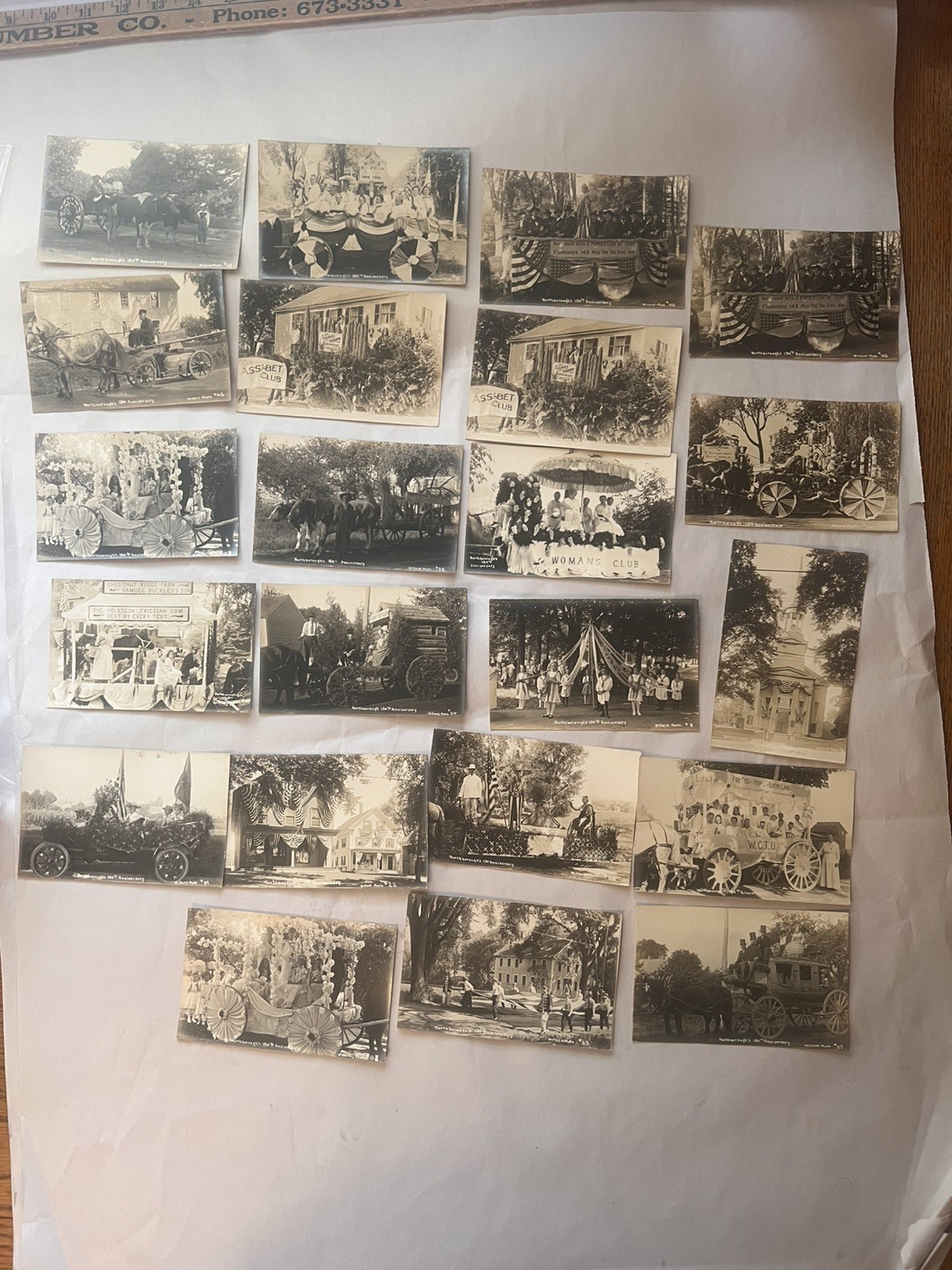 RPPC Photo Postcard Northborough MA 150th Anniversary Parade Collection (qty 22)
