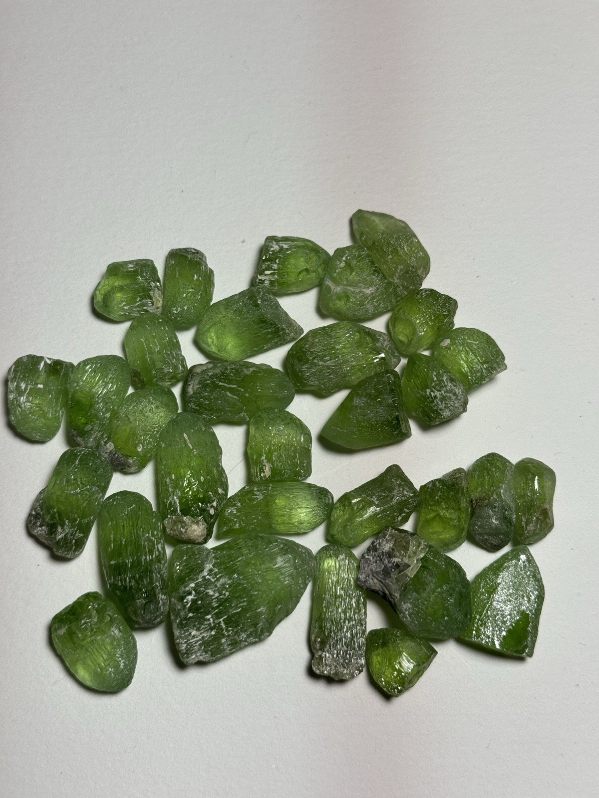 Etched Green Peridot Crystals From Pakistan All Terminated Nice Sizes