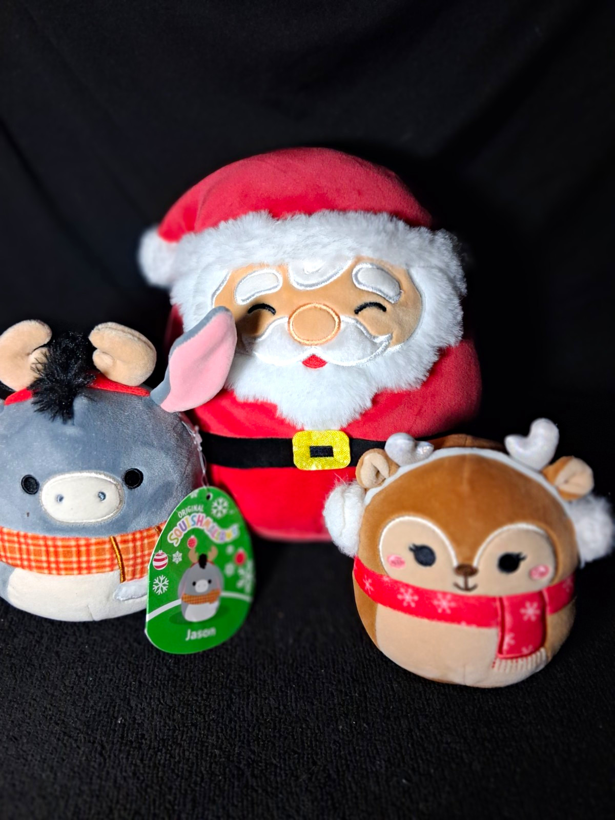 Squishmallows Christmas Hanging Plush Ornaments Set of 3 Multicolor Polyester