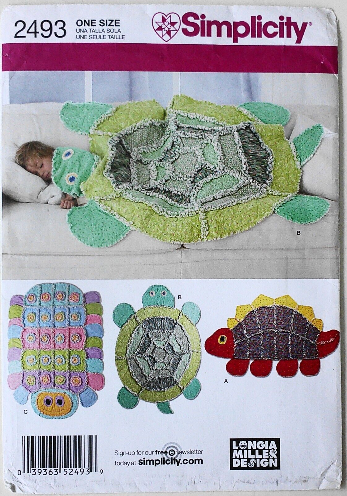 Simplicity 2493 Longia Miller Rag Quilts Dinosaur Turtle Sewing Pattern