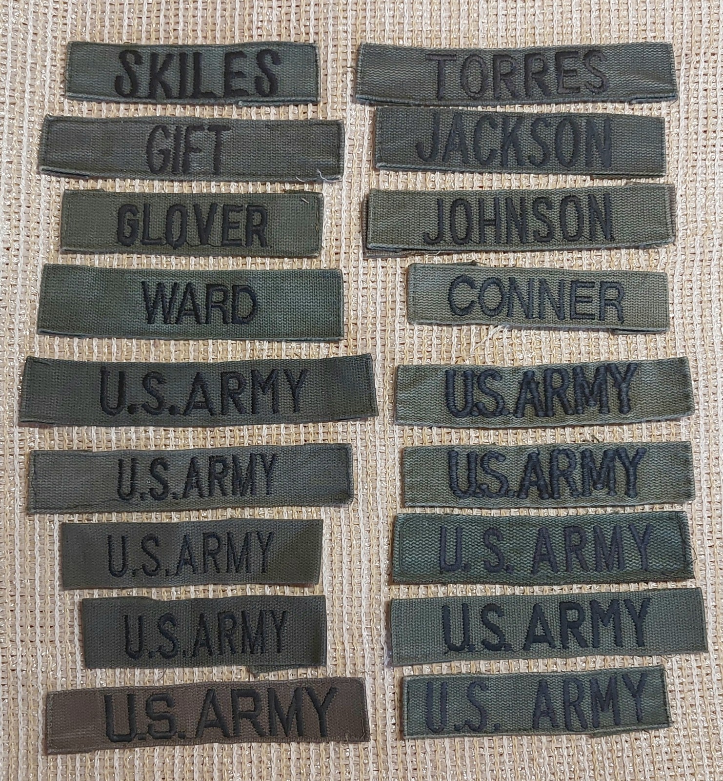 Military Name Tape Patches ARMY Insignia Vietnam Era LOT Military Name Tape Patches ARMY Insignia Vietnam Era LOT