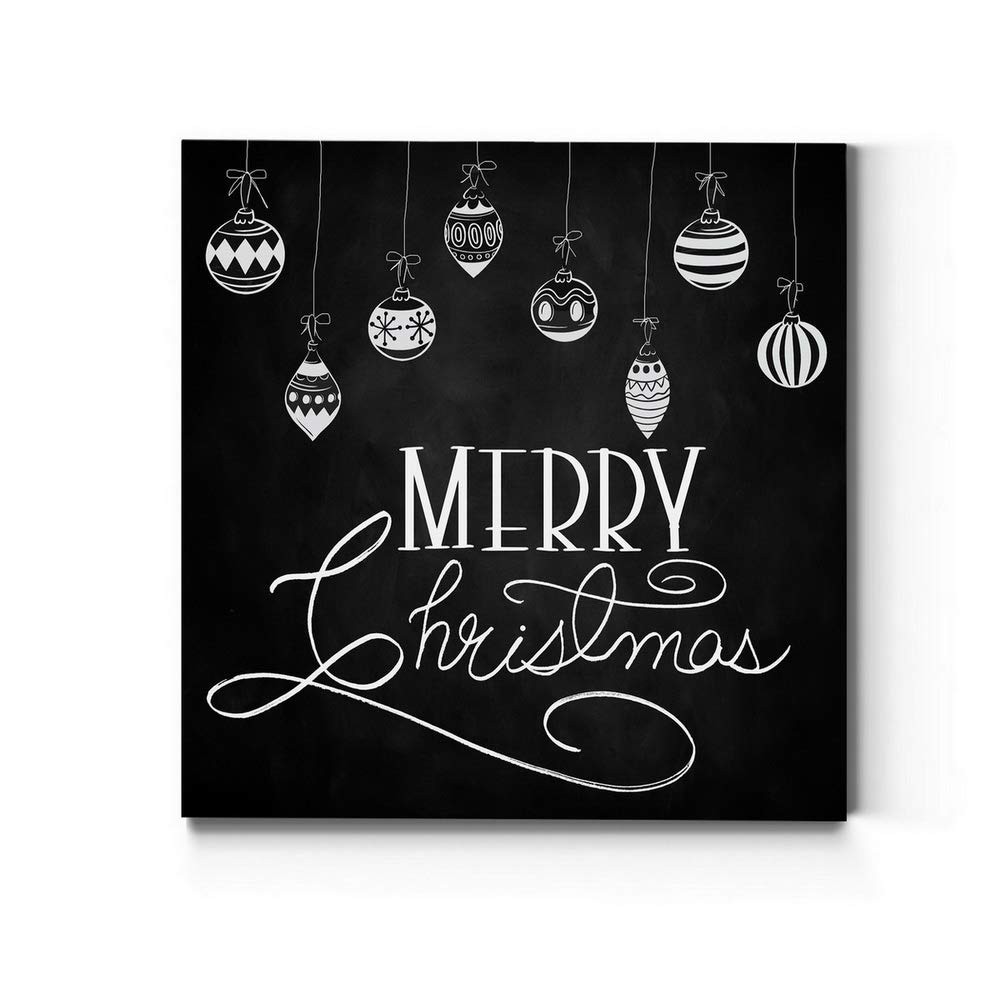 Renditions Gallery Merry Christmas Ornaments Canvas 24x24 Black & White