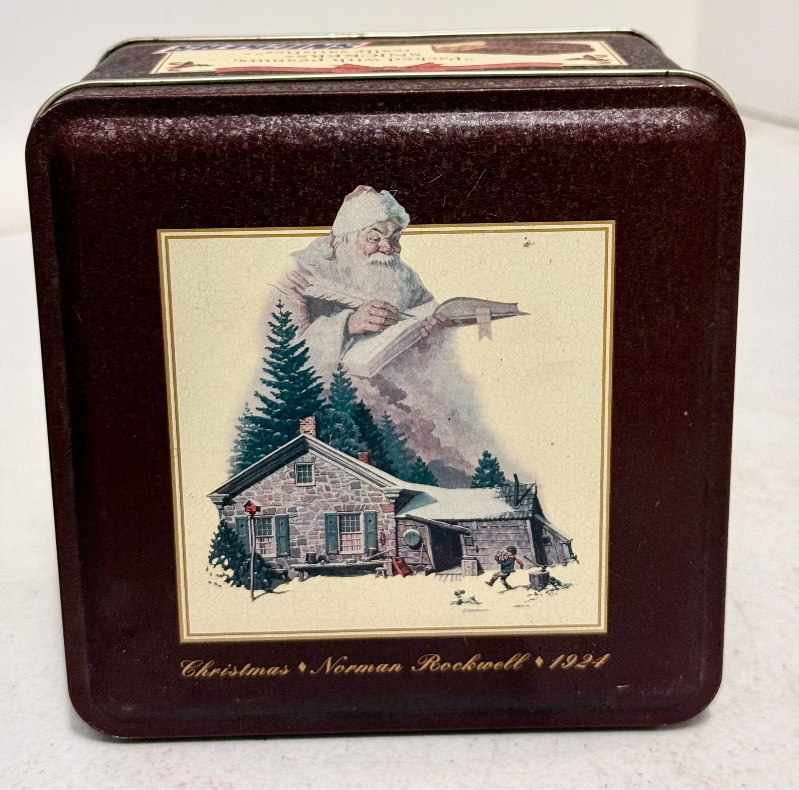 Vintage Tin 1993 Snickers Christmas Holiday Tin Norman Rockwell Santa 6\ Vintage Tin 1993 Snickers Christmas Holiday Tin Norman Rockwell Santa 6\