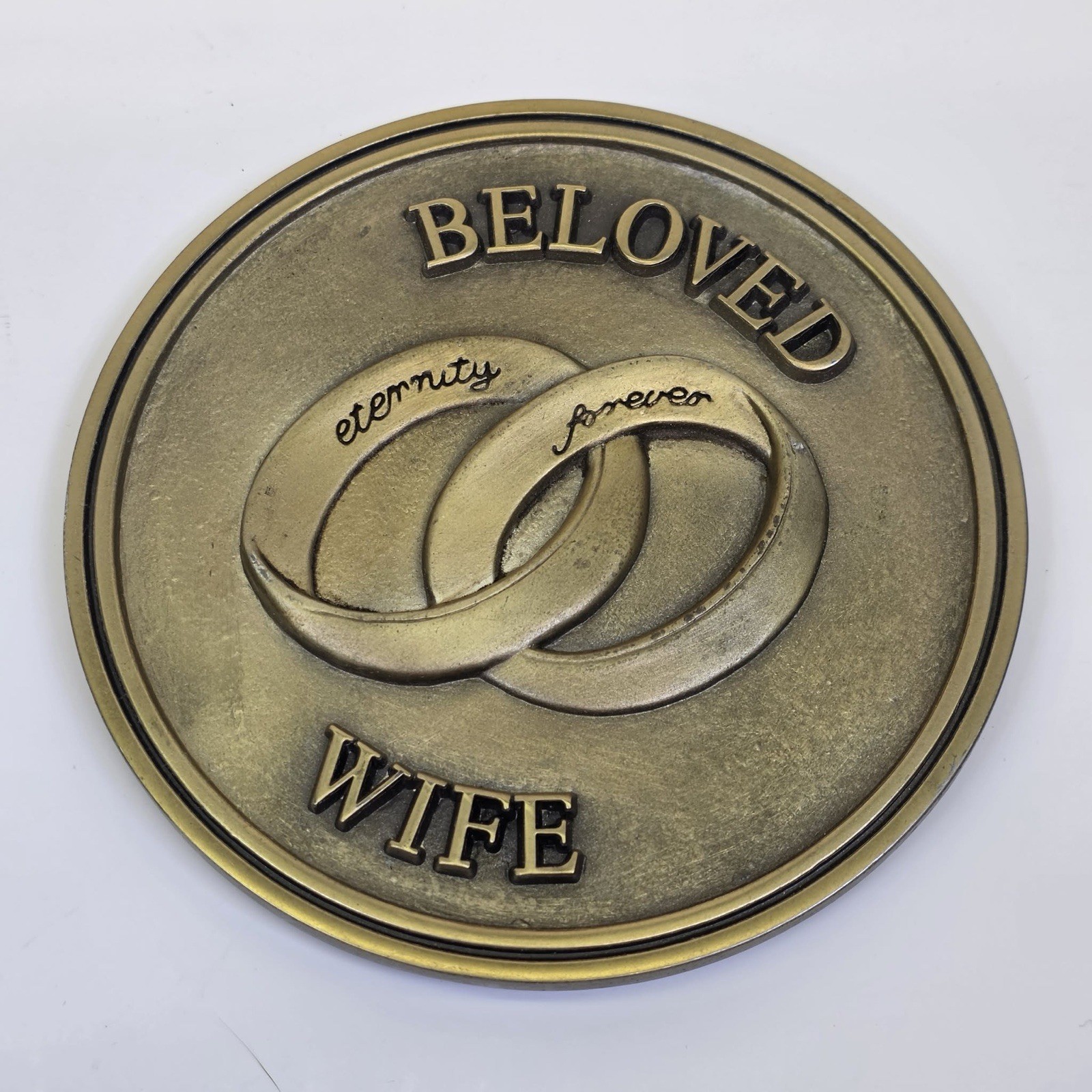 Brass Magnetic Casket Medallion BATESVILLE Beloved Wife Brass Magnetic Casket Medallion BATESVILLE Beloved Wife