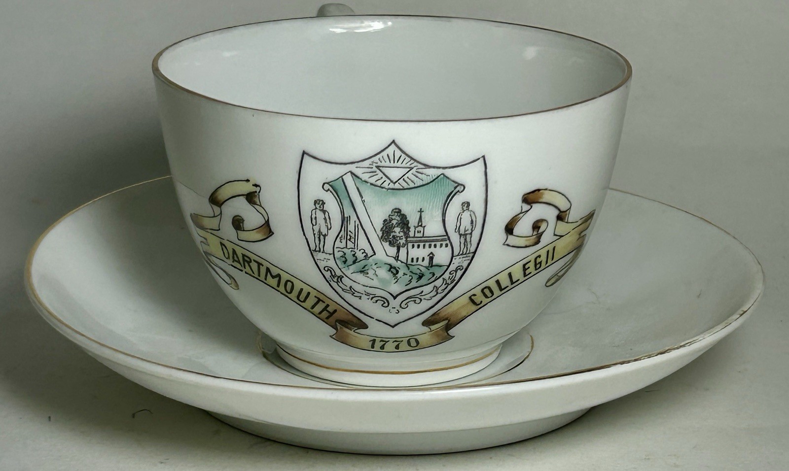 VTG Carl Tielsch C T Germany Bone China Teacup & Saucer Set Dartmouth College  VTG Carl Tielsch C T Germany Bone China Teacup & Saucer Set Dartmouth College 