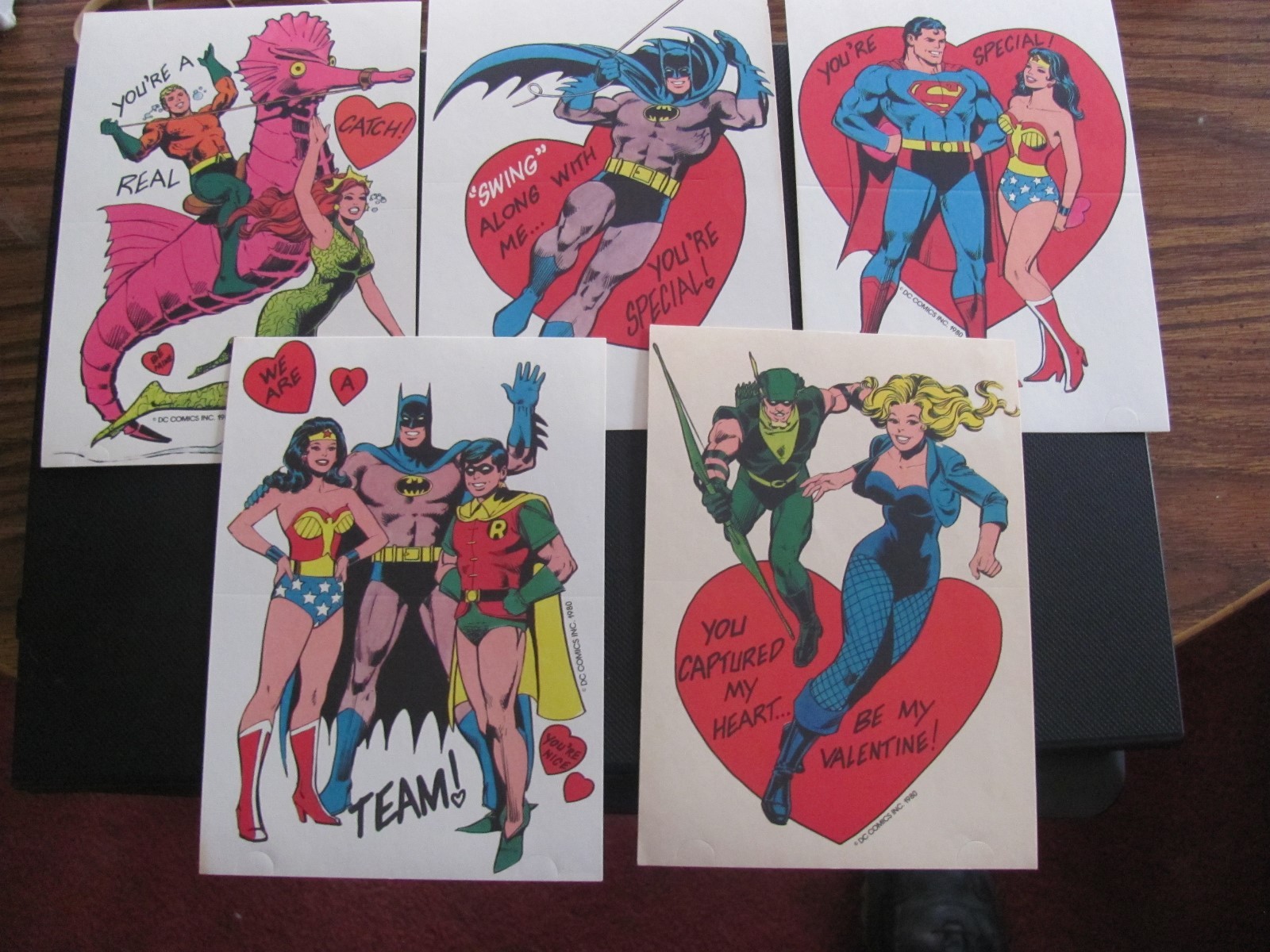 DC Superheores Valentines 1980 lot of 5 different NEW UNUSED