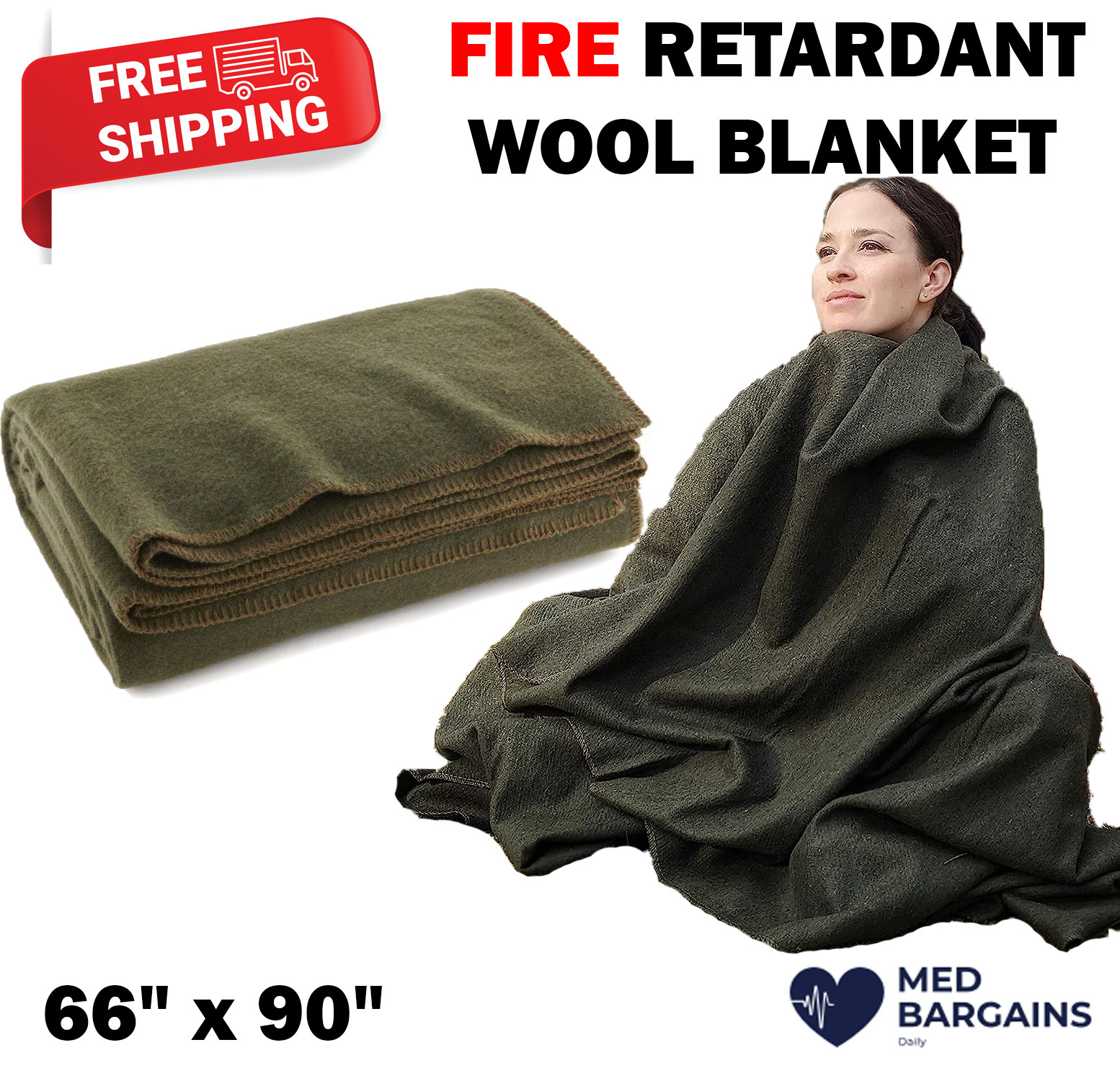 Ever Ready Warm Wool Fire Retardant Blanket 66\