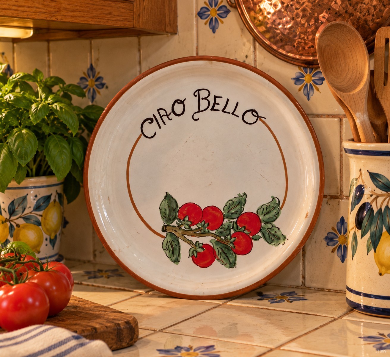 Vtg 1989 Over and Back Italian Collection Hand-Painted Ceramic Plate 12\
