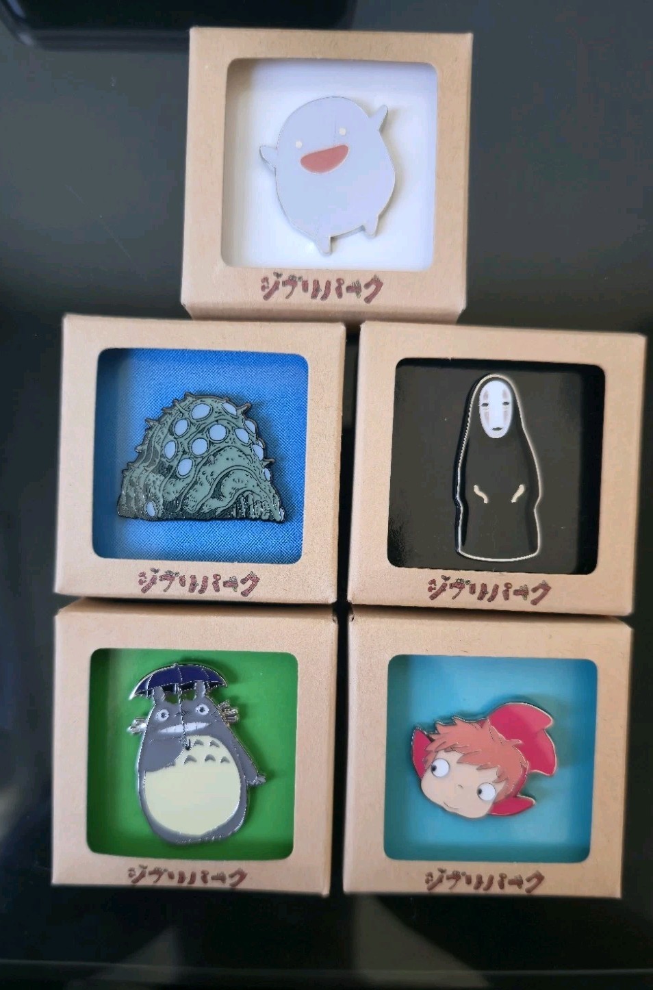 Studio Ghibli Enamel Pin Lot (5) Totoro, No-Face, Ponyo, Warawara, Ohmu – New