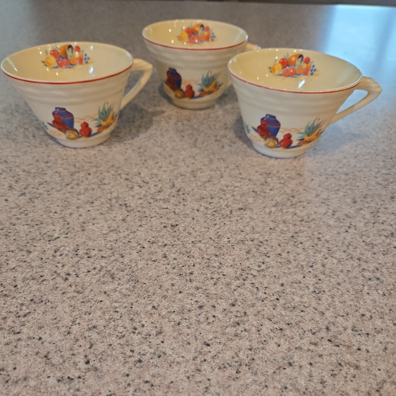 Vintage Mexican siesta scene pottery with sombreros Set Of 3 Cups