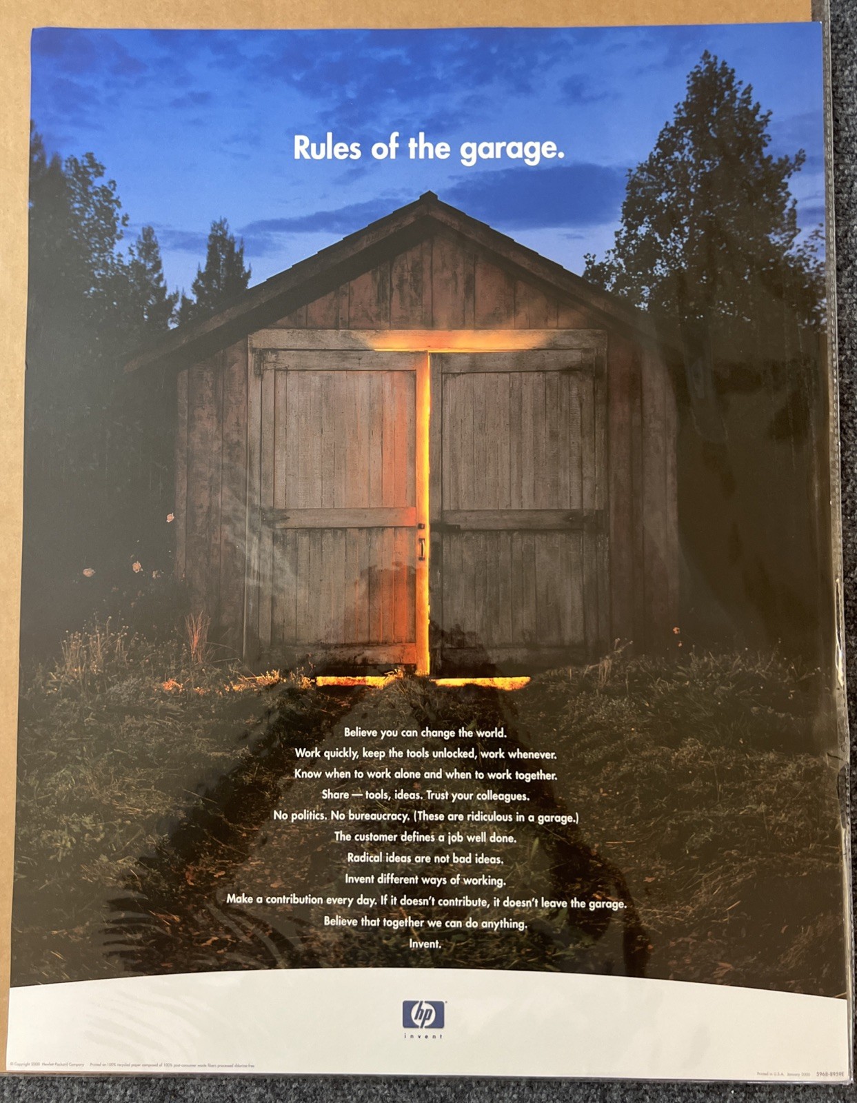 100% ORIGINAL Vintage 2000 HP Rules of the Garage Poster 19x24.5 Tech Authentic 100% ORIGINAL Vintage 2000 HP Rules of the Garage Poster 19x24.5 Tech Authentic