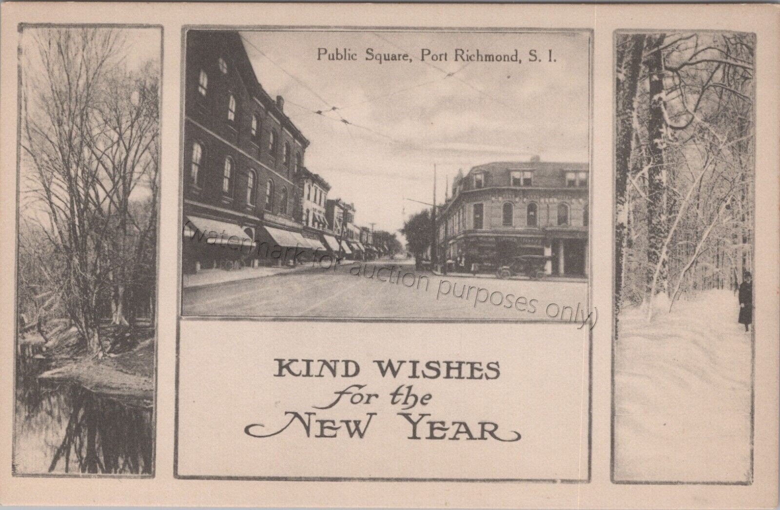 Staten Island, NY: Public Square, Port Richmond NYC New York New Year\'s Postcard Staten Island, NY: Public Square, Port Richmond NYC New York New Year\'s Postcard