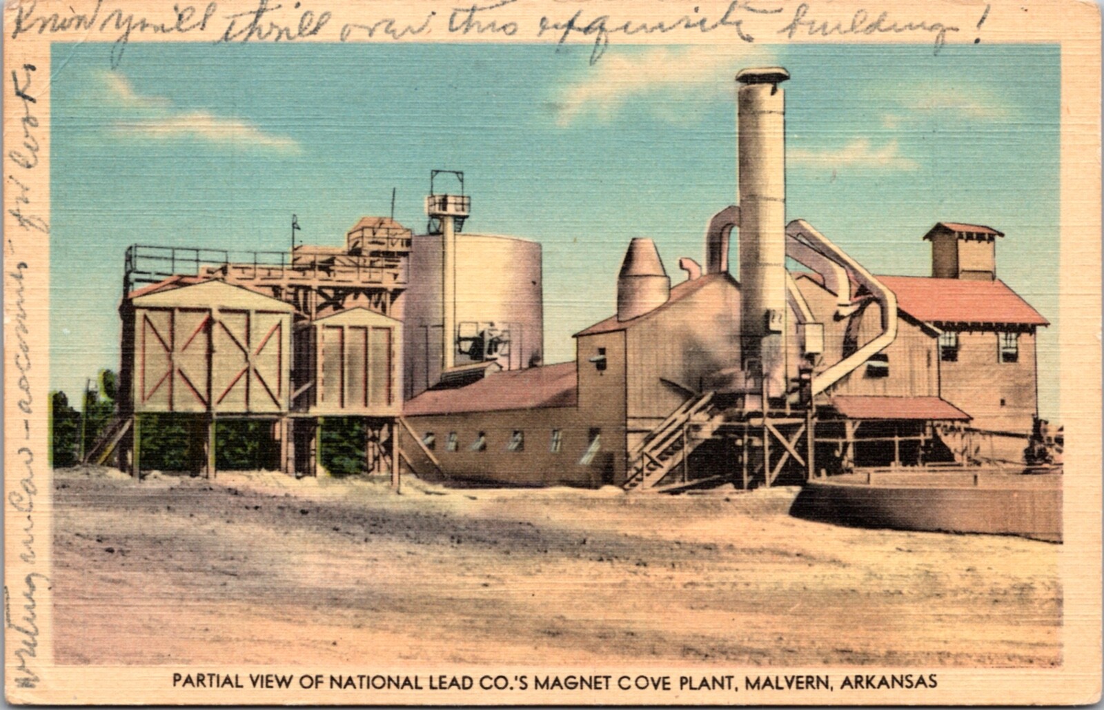 Linen PC Partial View of National Lead Co's Magnet Cove Plant Malvern Arkansas