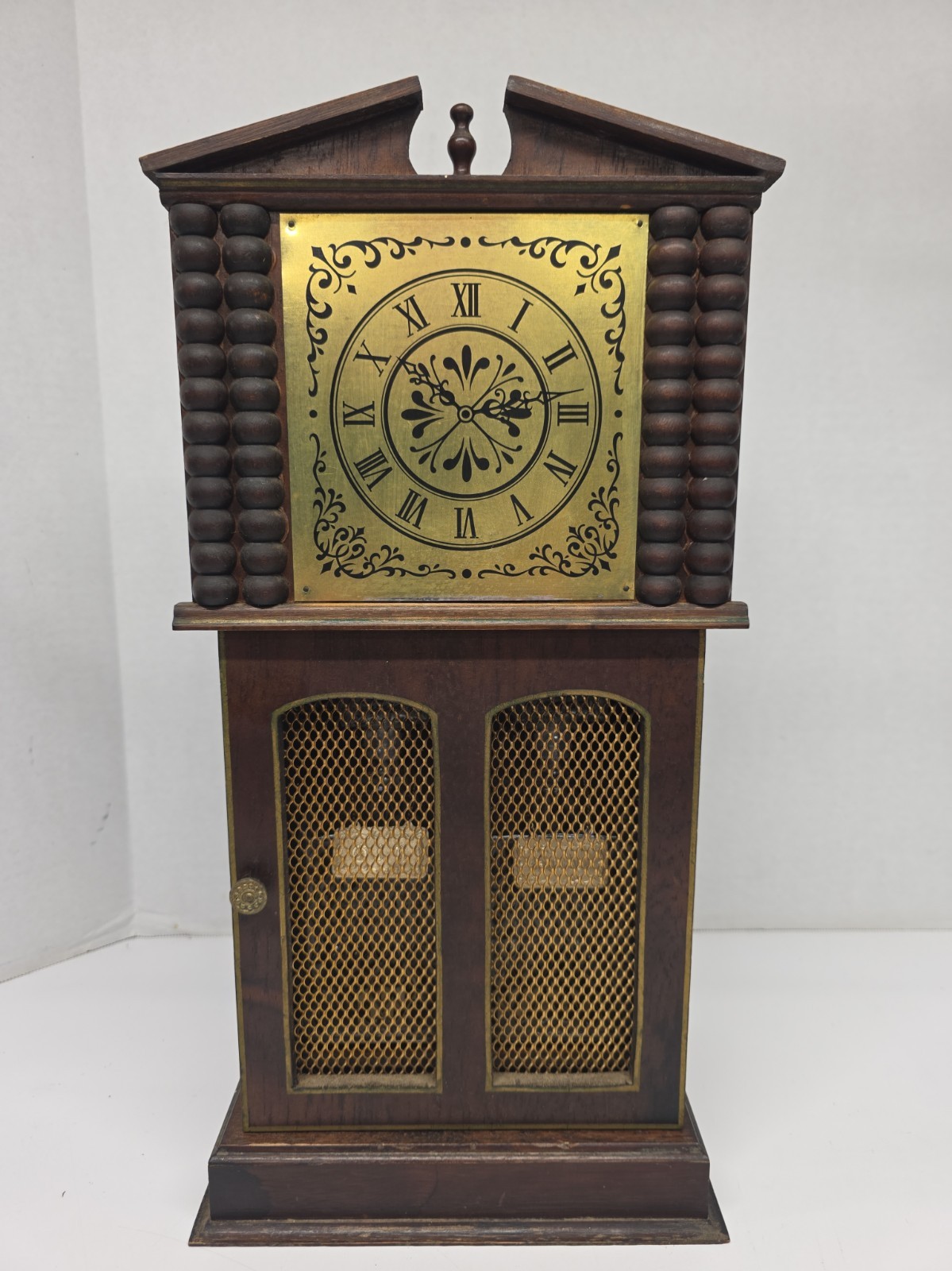 RARE Vintage 1940s Norleans JAPAN Wood Clock Tower Decanter Cabinet RARE Vintage 1940s Norleans JAPAN Wood Clock Tower Decanter Cabinet