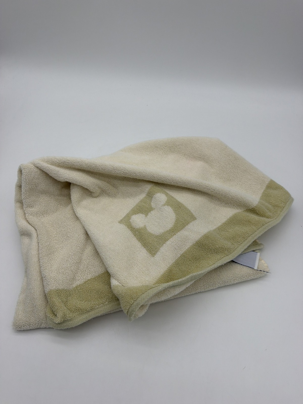 Disney Exclusive Mickey Mouse Head Bath Towel Cream Sage Green Made in Brazil