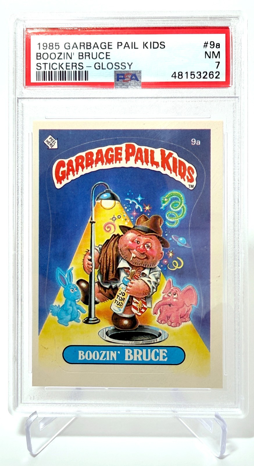 1985 Topps Garbage Pail Kids Series 1 - #9a Boozin' Bruce - PSA 7 NM 1985 Topps Garbage Pail Kids Series 1 - #9a Boozin' Bruce - PSA 7 NM