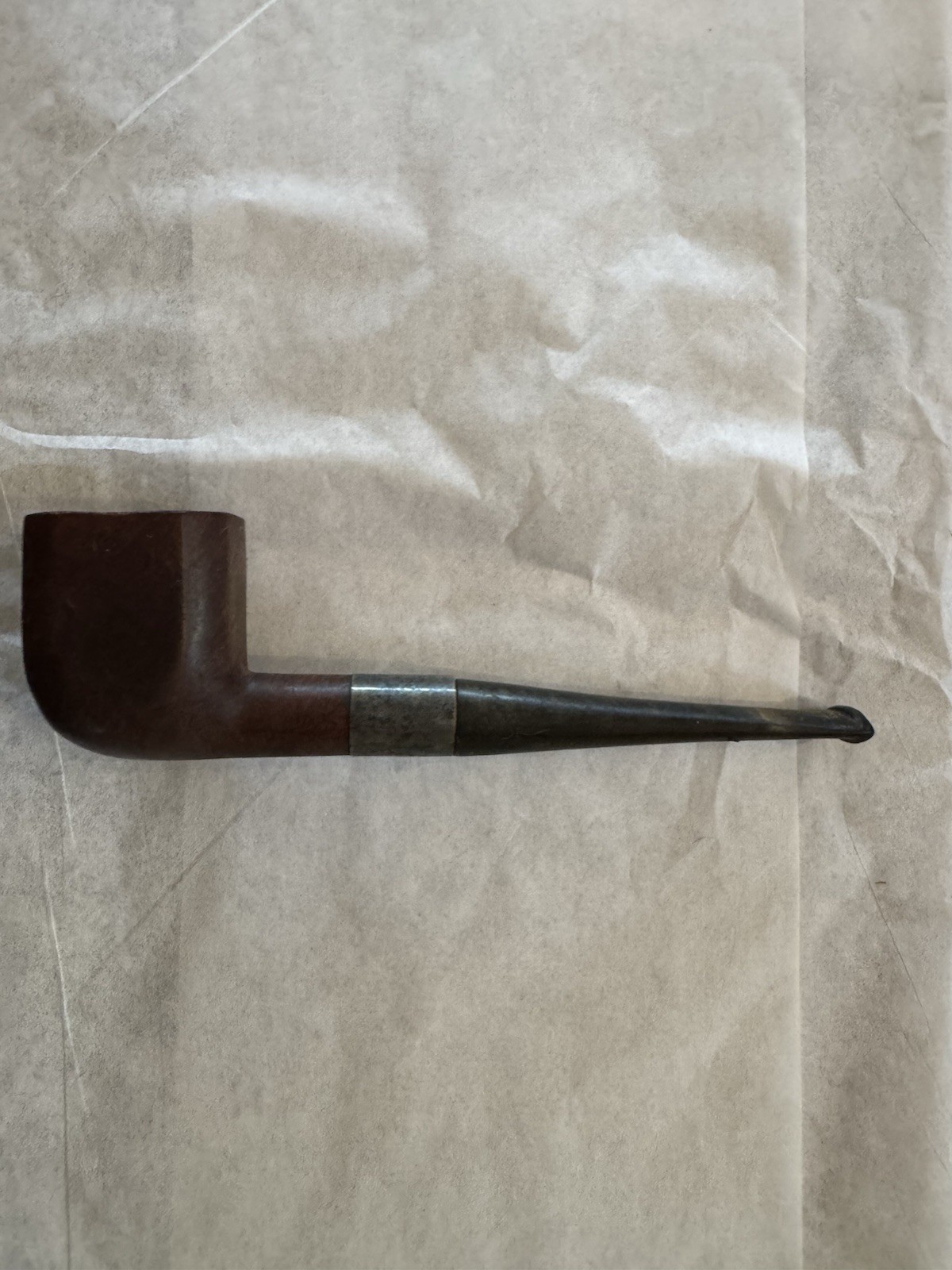 Vintage “Royal Self” Sterling Silver Band Briar Wood Estate Pipe