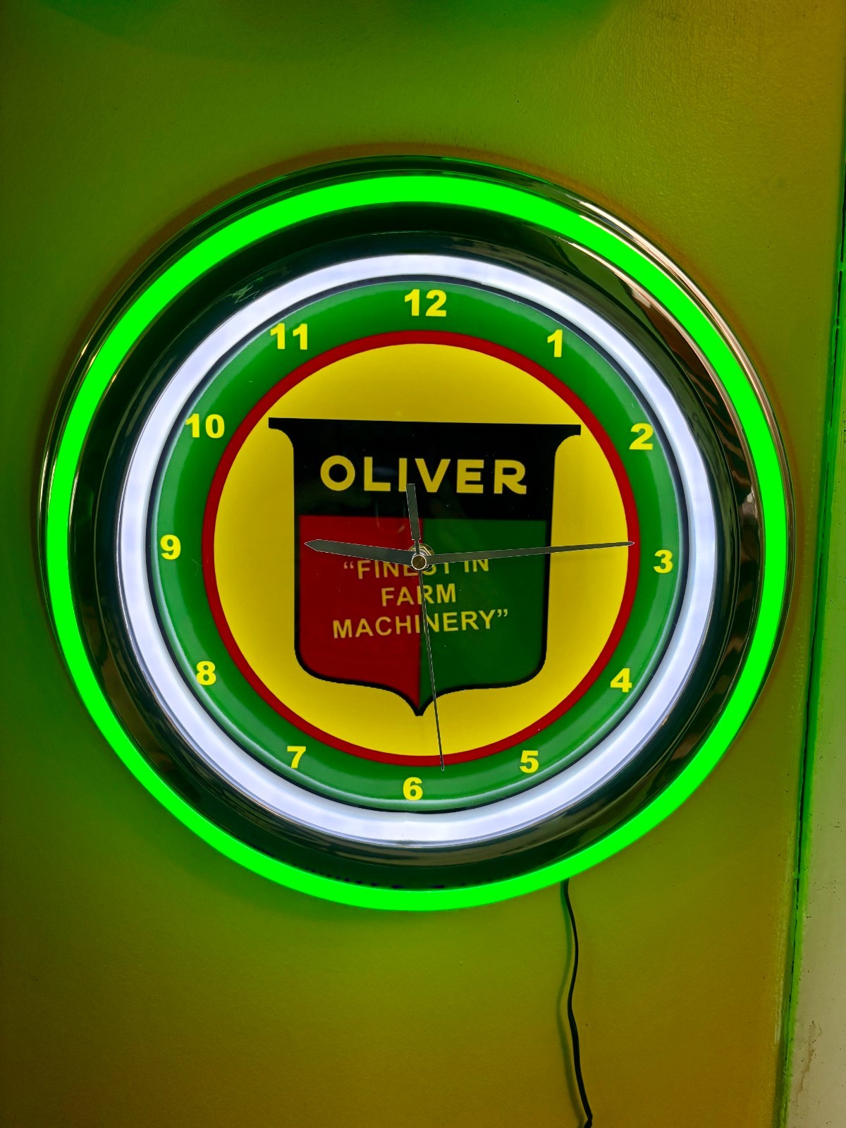 Oliver Farm Tractor Garage Man Cave Store Green Neon Style Retro LED Clock Sign Oliver Farm Tractor Garage Man Cave Store Green Neon Style Retro LED Clock Sign
