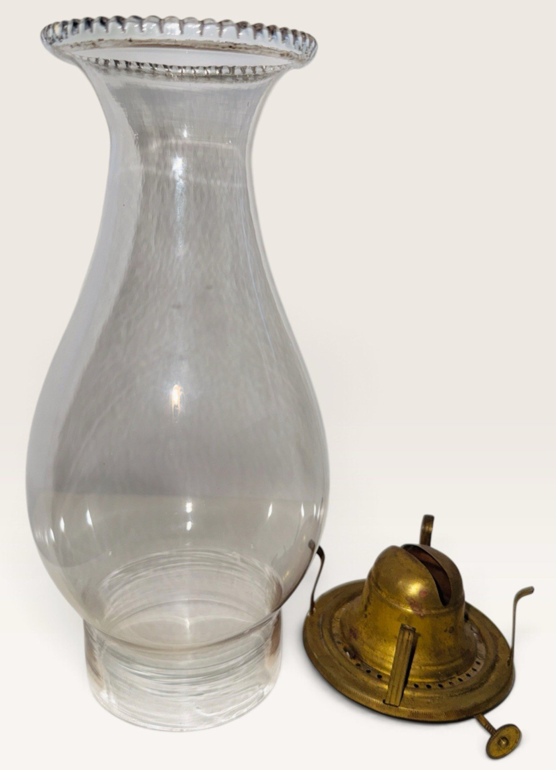 P&A No. 2 Brass Oil Lamp Hardware 1880 Patent & Glass Chimney Scalloped Rim