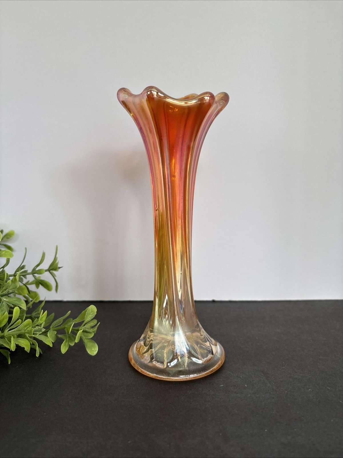 Dugan or Imperial Marigold Carnival Glass Ribbed Pattern 10” Vase Dugan or Imperial Marigold Carnival Glass Ribbed Pattern 10” Vase