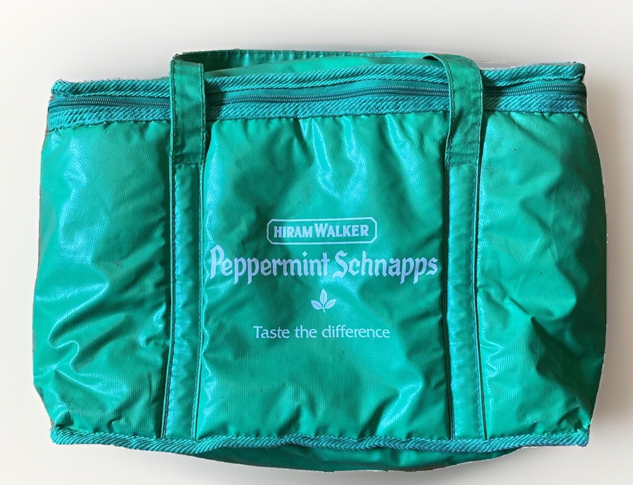 Vintage Rare Peppermint Schnapps Hiram Walker Soft Cooler Bright Green