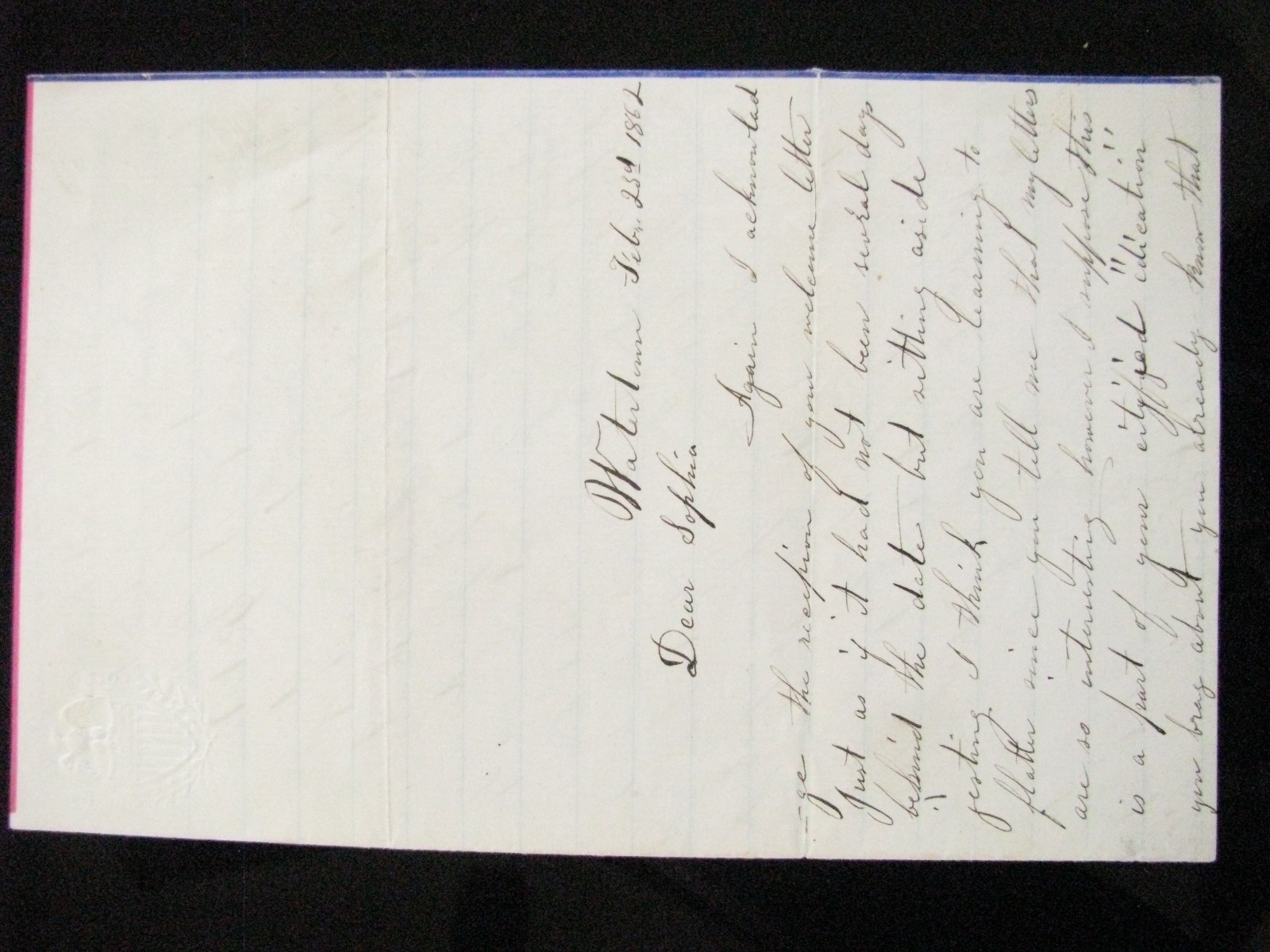 CIVIL WAR WATERTOWN NEW YORK ARMY WIFE LETTER 1862 W EXC CONTENT CIVIL WAR WATERTOWN NEW YORK ARMY WIFE LETTER 1862 W EXC CONTENT