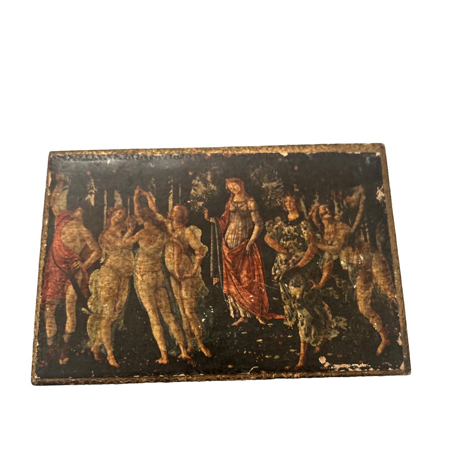 Vintage Italian Florentine Gilt Wood Box Botticelli Primavera Decorative Crafts Vintage Italian Florentine Gilt Wood Box Botticelli Primavera Decorative Crafts