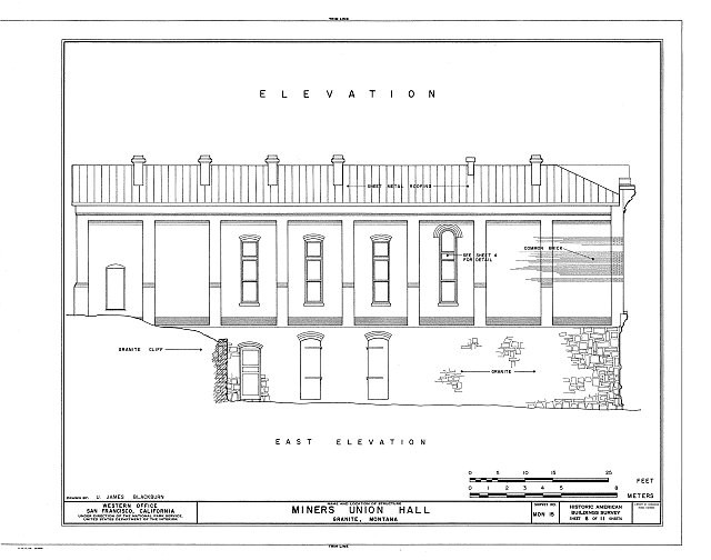 Photo:Granite Montana Miners Union Hall 1900s Main Street HABS Elevation