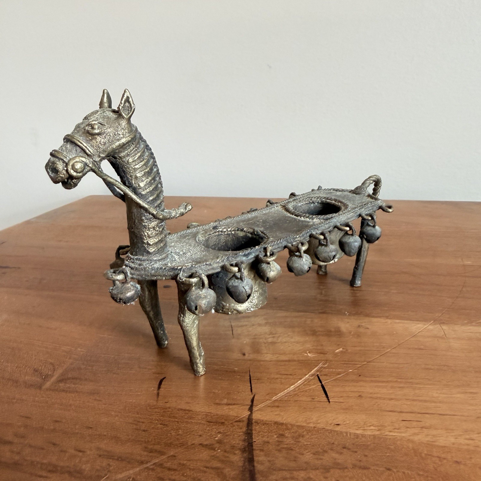 Vintage Ashanti Sculpture Primitive Bronze Figural Horse Candleholder Bells 7 Vintage Ashanti Sculpture Primitive Bronze Figural Horse Candleholder Bells 7