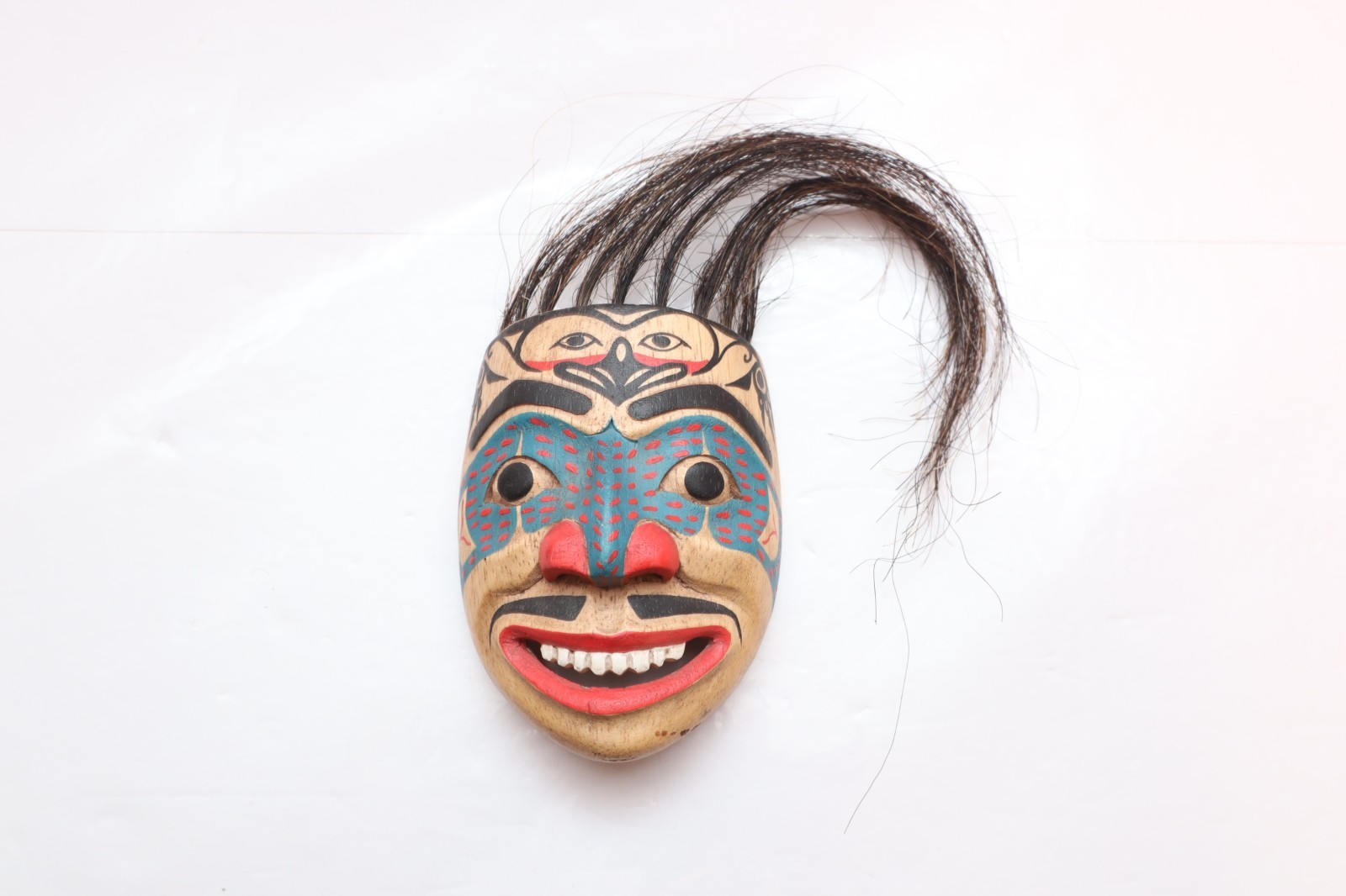 Pacific Northwest Coast Native Art Small Carved Wood Mask 4.75\