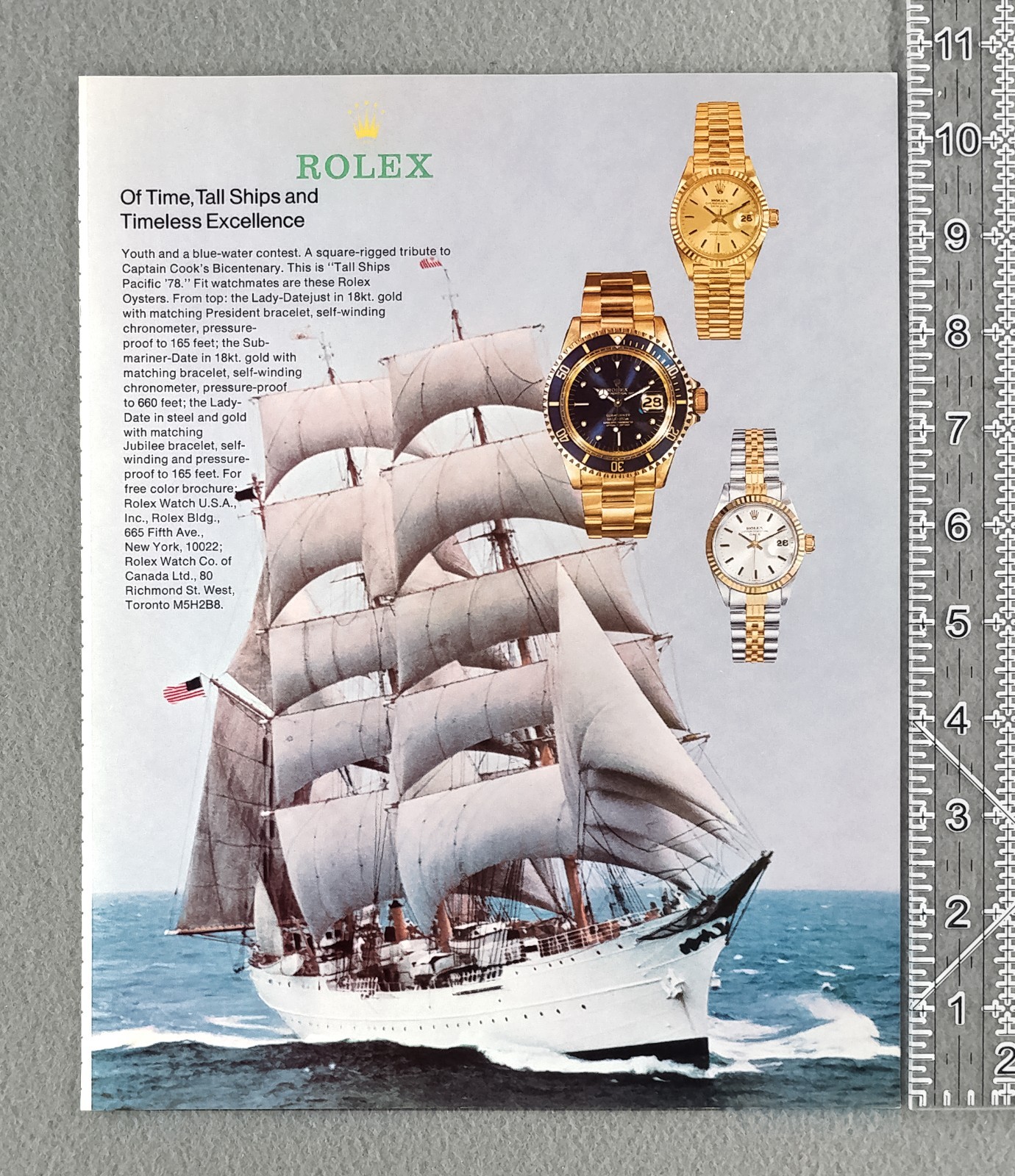 1978 Rolex Submariner Ref 1680/8 Watch and others Original Vintage Ad