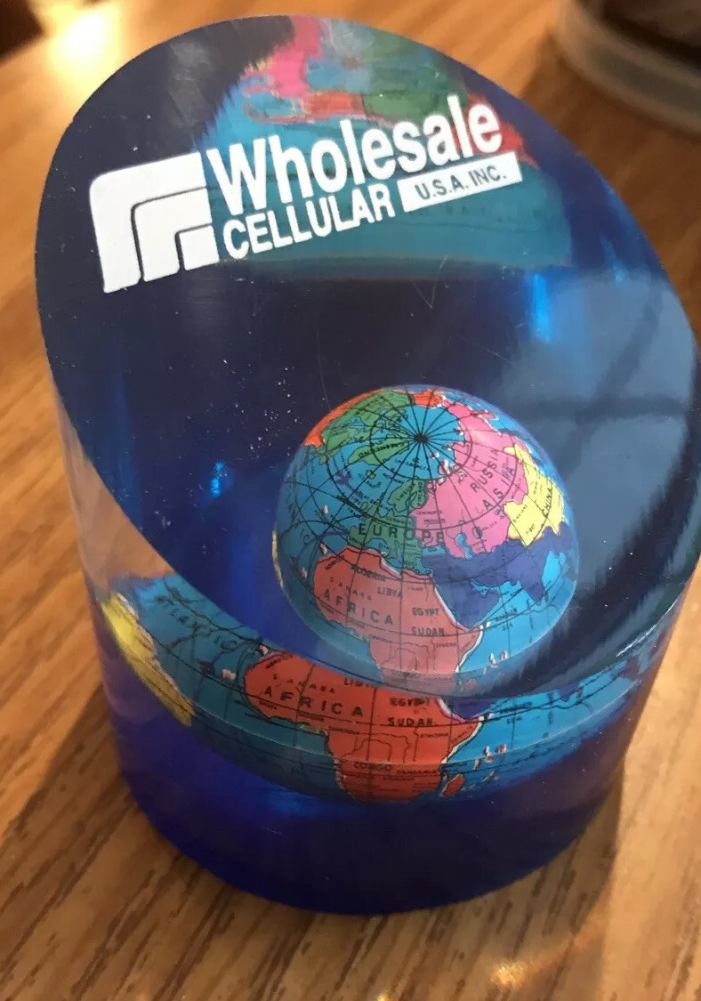 WHOLESALE CELLULAR USA ACRYLIC GLOBE EARTH SLICED CYLINDER PAPERWEIGHT