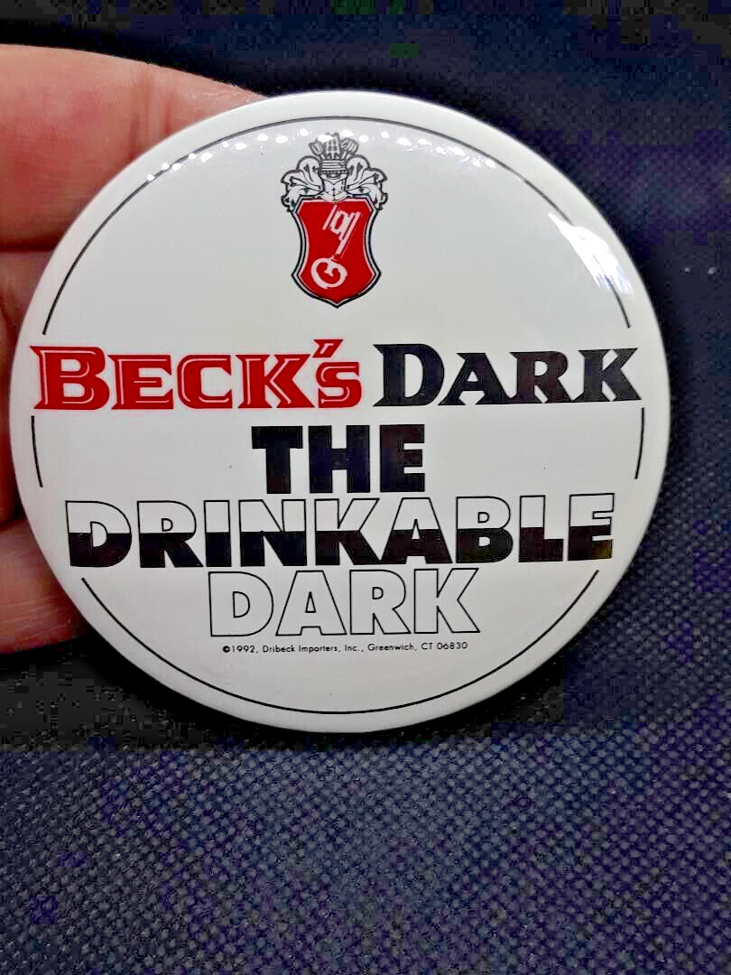 Vintage 1992 BECK'S DARK THE DRINKABLE DARK Button Pin Vintage 1992 BECK'S DARK THE DRINKABLE DARK Button Pin
